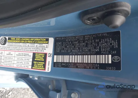 2023 Toyota Camry Se z USA, uszkodzony, nr VIN 4T1G11AKXPU182127